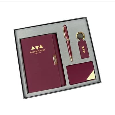 Premium Business Agenda Notebook Gift Set + Card Holder + Keychain + Pen - NEW!