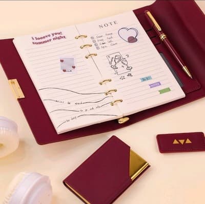 Premium Business Agenda Notebook Gift Set + Card Holder + Keychain + Pen - NEW! - Thumbnail 4