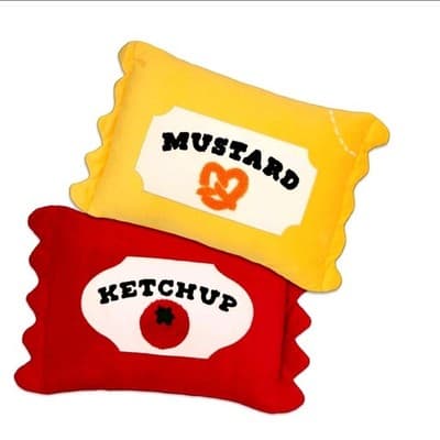 Mustard & Ketchup Packet Novelty Throw Pillows – Bullseye – Fun Gift – 14x10 in
