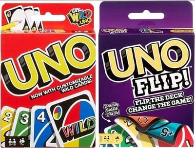 2 Packs of UNO Classic & UNO Flip Card Game – Family Fun - 2-10 Players Ages 7Y+