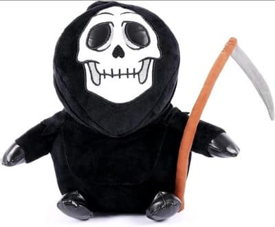 Soft Ghostface Plush 11" | Scary Grim Reaper + Sickle l Stuffed Toy | Halloween