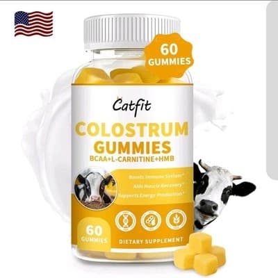 Colostrum Powder 1500mg 60 Gummies for Gut Health, Immunity, Cognitive Broost