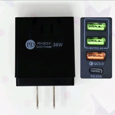 2 High-Speed 4-Port USB & USB-C Charger – Fast Charging for All Devices 35 Watts