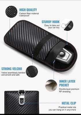 Faraday Cage Key Fob Protector | 2-Pack | Blocks RFID, GPS, WiFi | 3.5" x 5.5" - Thumbnail 5