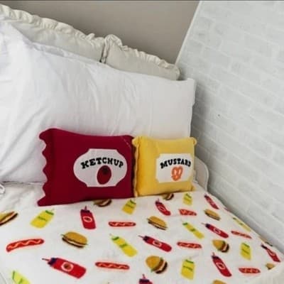 Mustard & Ketchup Packet Novelty Throw Pillows – Bullseye – Fun Gift – 14x10 in - Thumbnail 2