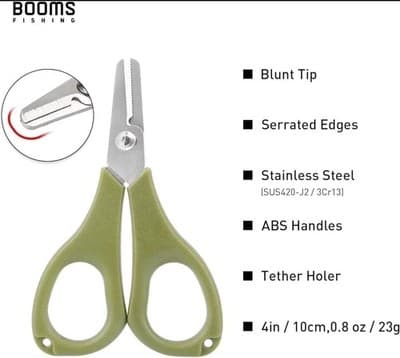 Fishing S01 Scissors for Braided Line, Green With Retractor Clip - Thumbnail 2