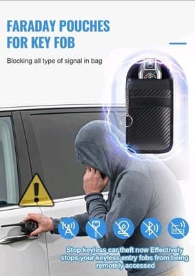 Faraday Cage Key Fob Protector | 2-Pack | Blocks RFID, GPS, WiFi | 3.5" x 5.5" - Thumbnail 2
