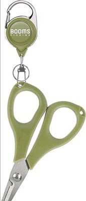Fishing S01 Scissors for Braided Line, Green With Retractor Clip