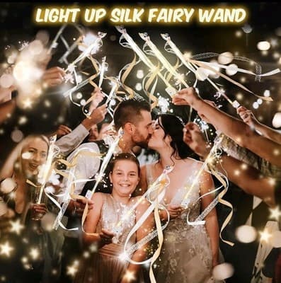 Wedding Wands Ribbon Streamers with Bells LED Fairy Light Wands Glow - 48 PCS - Thumbnail 6