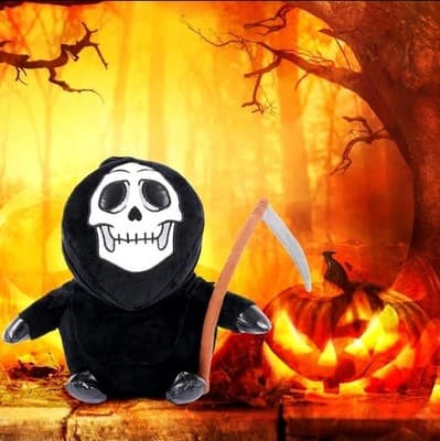 Soft Ghostface Plush 11" | Scary Grim Reaper + Sickle l Stuffed Toy | Halloween - Thumbnail 2