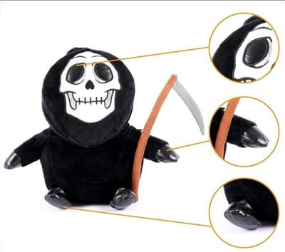 Soft Ghostface Plush 11" | Scary Grim Reaper + Sickle l Stuffed Toy | Halloween - Thumbnail 4