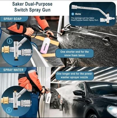 Saker Dual Valve Spray Gun - 2-in-1 Foam & Rinse - 1/4 inch Quick-Connect - Thumbnail 4
