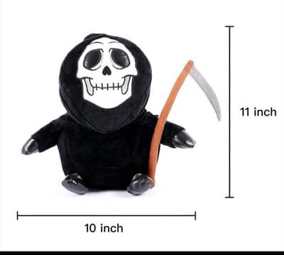 Soft Ghostface Plush 11" | Scary Grim Reaper + Sickle l Stuffed Toy | Halloween - Thumbnail 3