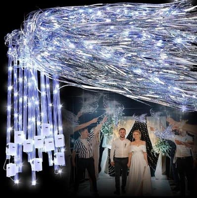 Wedding Wands Ribbon Streamers with Bells LED Fairy Light Wands Glow - 48 PCS