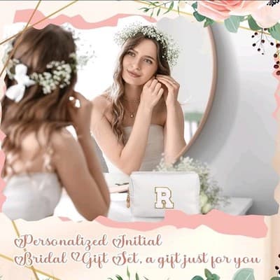 3-Pc Personalized Gift Set for Women | Initial R | Tote + Tumbler + Pouch - Thumbnail 3