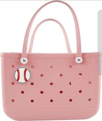 White Baseball Charm for Bogg Bag | Sports Tote Insert | Ready to Ship | NEW! - Thumbnail 2