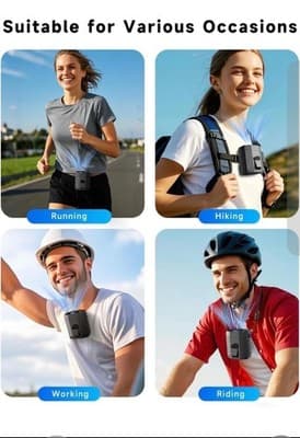 Mini Portable Fan with LED Light Black 4 Speed Rechargeable Upto 16 Hours/charge - Thumbnail 5