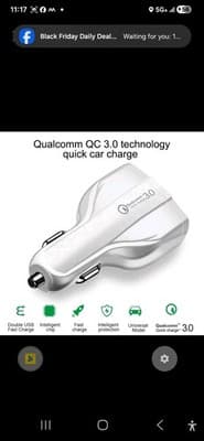 18W Fast Car Charger QC3.0 USB-C 3-Port Adapter for iPhone & Samsung - Thumbnail 4