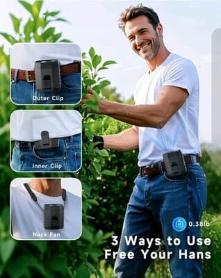 Mini Portable Fan with LED Light Black 4 Speed Rechargeable Upto 16 Hours/charge - Thumbnail 6