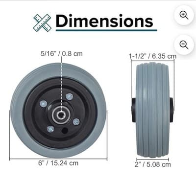 F-9. 6"X2" Flat-Free Caster Wheel Assembly with Gray Tire for Jazzy Power Chairs - Thumbnail 4