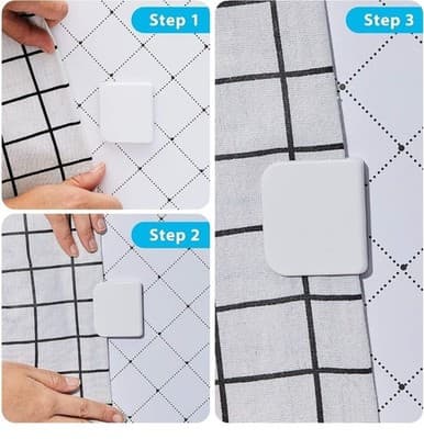 4 Pieces Shower Curtain Clips for Liner, Self Adhesive Shower Splash Guard Cu... - Thumbnail 5