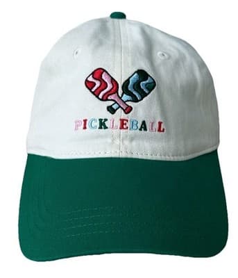 PICKLEBALL HAT White & Green Fraser Sterling Sport Adjustable Baseball Cap