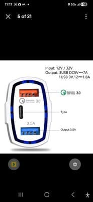 18W Fast Car Charger QC3.0 USB-C 3-Port Adapter for iPhone & Samsung - Thumbnail 5