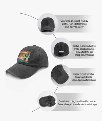 32nd Birthday Cap Vintage 1994 Limited Edition Adj Dark Gray Strap Baseball Cap - Thumbnail 6