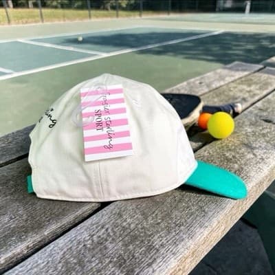 PICKLEBALL HAT White & Green Fraser Sterling Sport Adjustable Baseball Cap - Thumbnail 5