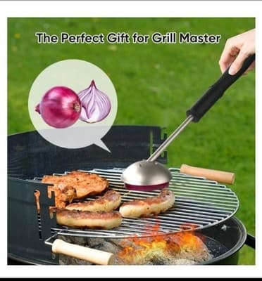 Onion Grill Cleaner Tool, Onion Holder Wire Bristle Free Grill Cleaning 17.5" - Thumbnail 2