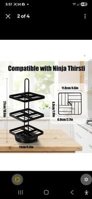 3 Tier 12 Flavor Lazy Susan Storage Rack Compatible With Ninja Thirsti Water Pod - Thumbnail 2