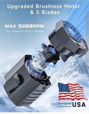 Mini Portable Fan with LED Light Black 4 Speed Rechargeable Upto 16 Hours/charge - Thumbnail 3