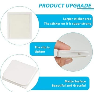 4 Pieces Shower Curtain Clips for Liner, Self Adhesive Shower Splash Guard Cu... - Thumbnail 3