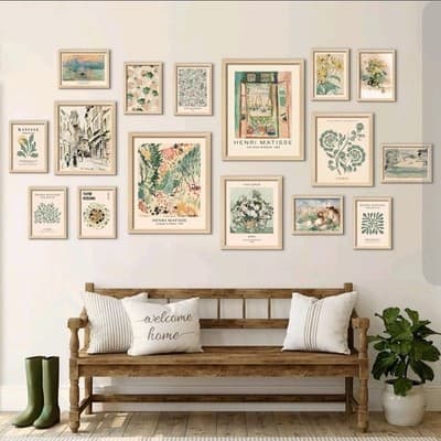 16PCS Sage Green Wall Art Set – Boho Aesthetic Room Décor - Unframed - Thumbnail 4