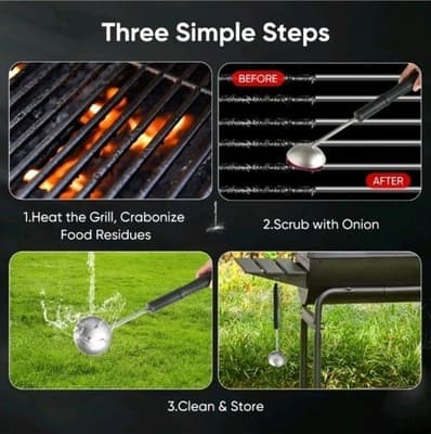 Onion Grill Cleaner Tool, Onion Holder Wire Bristle Free Grill Cleaning 17.5" - Thumbnail 4