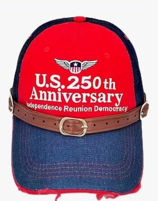 250th Anniversary USA Patriotic Baseball Cap - Vintage Denim & Red Fabric