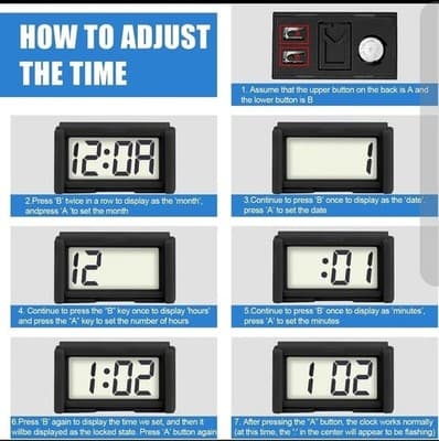 Digital Dashboard Clock with Jumbo LCD Display for Cars and Trucks (Black) - Thumbnail 3