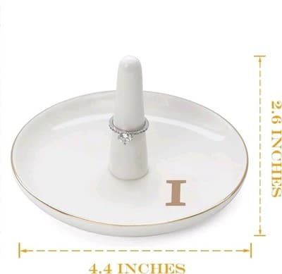 2 Initial U Ring Holder – HOME SMILE Ceramic Tray – Bridal & Birthday Gift Idea - Thumbnail 9