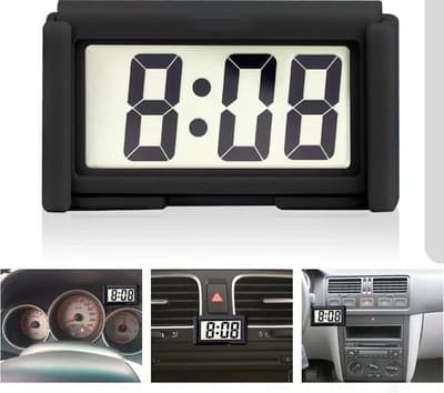 Digital Dashboard Clock with Jumbo LCD Display for Cars and Trucks (Black)