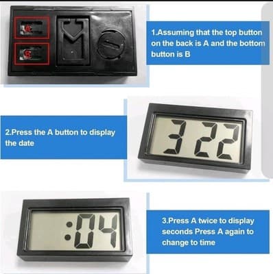 Digital Dashboard Clock with Jumbo LCD Display for Cars and Trucks (Black) - Thumbnail 4