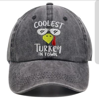 Coolest Turkey in Town Retro Baseball Cap Women Men Gray Denim
