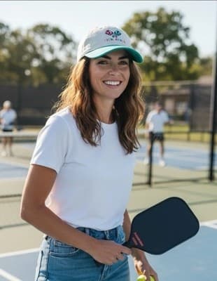 PICKLEBALL HAT White & Green Fraser Sterling Sport Adjustable Baseball Cap - Thumbnail 3