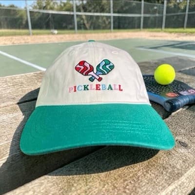 PICKLEBALL HAT White & Green Fraser Sterling Sport Adjustable Baseball Cap - Thumbnail 2