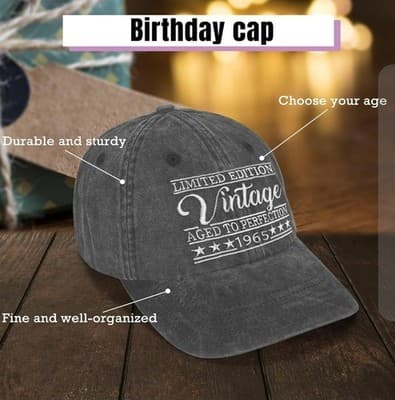 61st Birthday Gifts for Him Her, Unique Ideal Gifts Cap Men Women, Vintage 1965 - Thumbnail 2