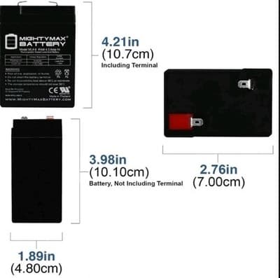 Mighty Max 6V 4.5AH SLA Replacement Battery for Lightalarms RCL3000 - Thumbnail 3
