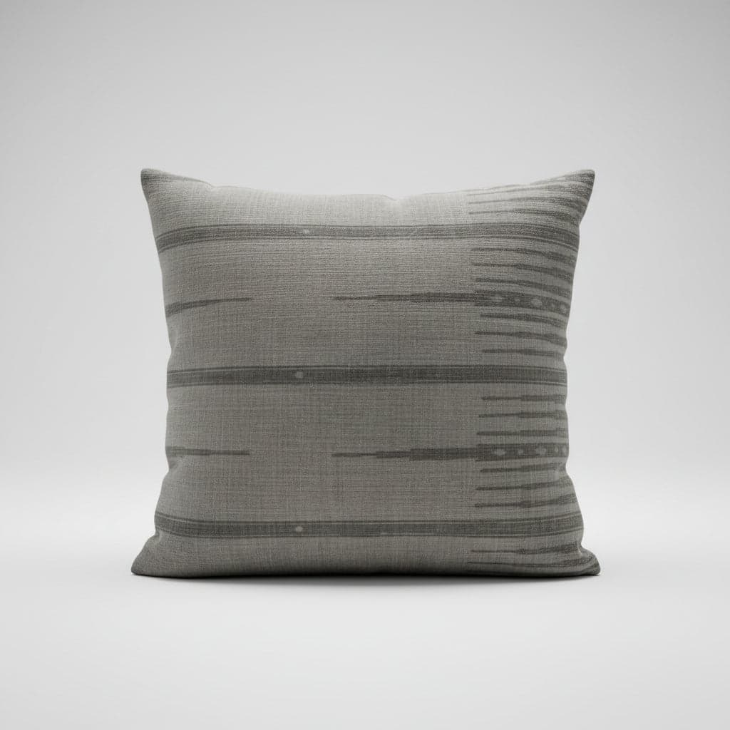 Peter Dunham Square Tangiers Ash Grey Graphic Linen Pillow (4 avail) JB240-46 - Image 1