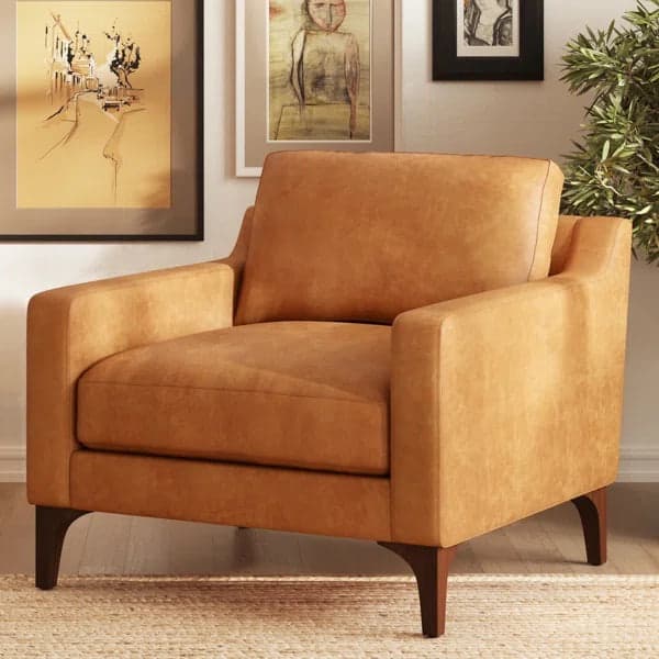 Poly and Bark Sorrento Chair + Ottoman - Cognac Tan FFW-1412 - Thumbnail 3
