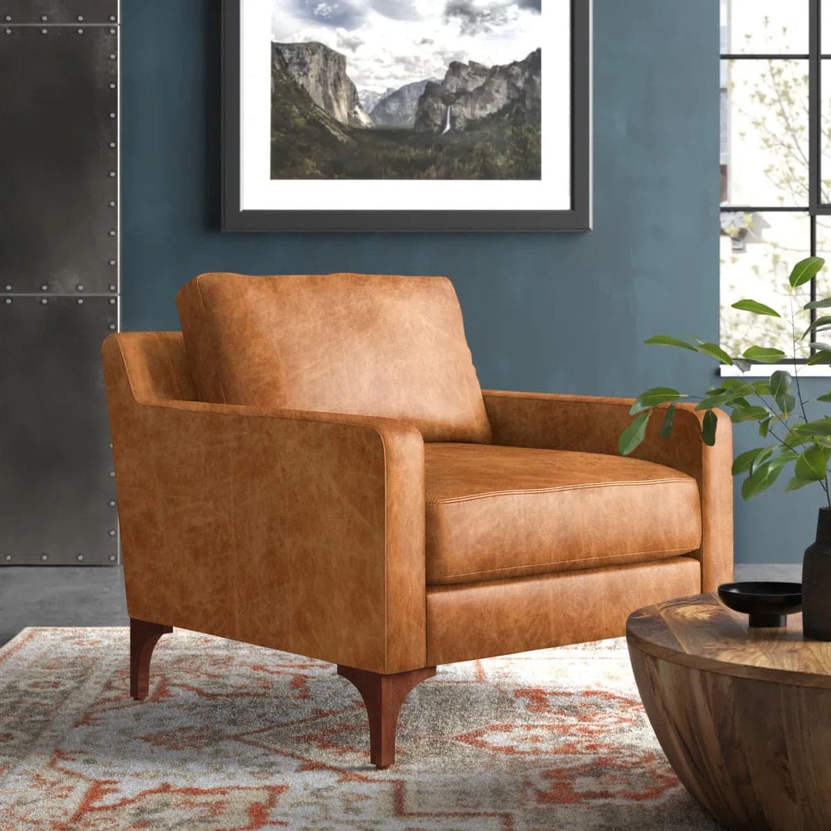 Poly and Bark Sorrento Chair + Ottoman - Cognac Tan FFW-1412 - Thumbnail 2
