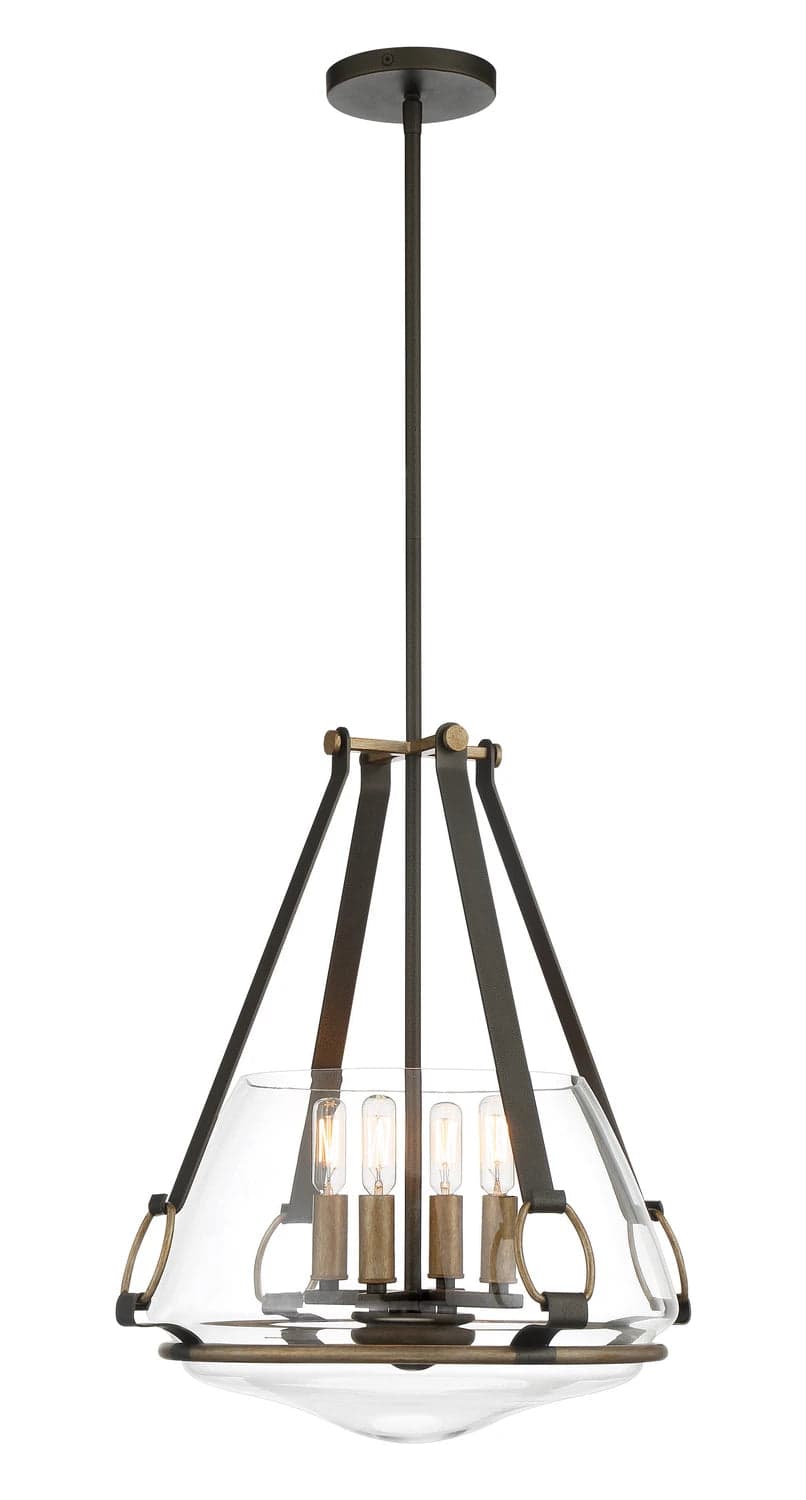 Minka Lavery Eden Valley 5 Light 22" Wide Pendant with Clear Glass Smoked Iron / Aged Gold Lifestyle Damp Location Pendant with Canopy Semi-flush Minka Lavery Eden Valley 5 Light Pendant Chandelier Light Fixture FFE-1406 - Image 1