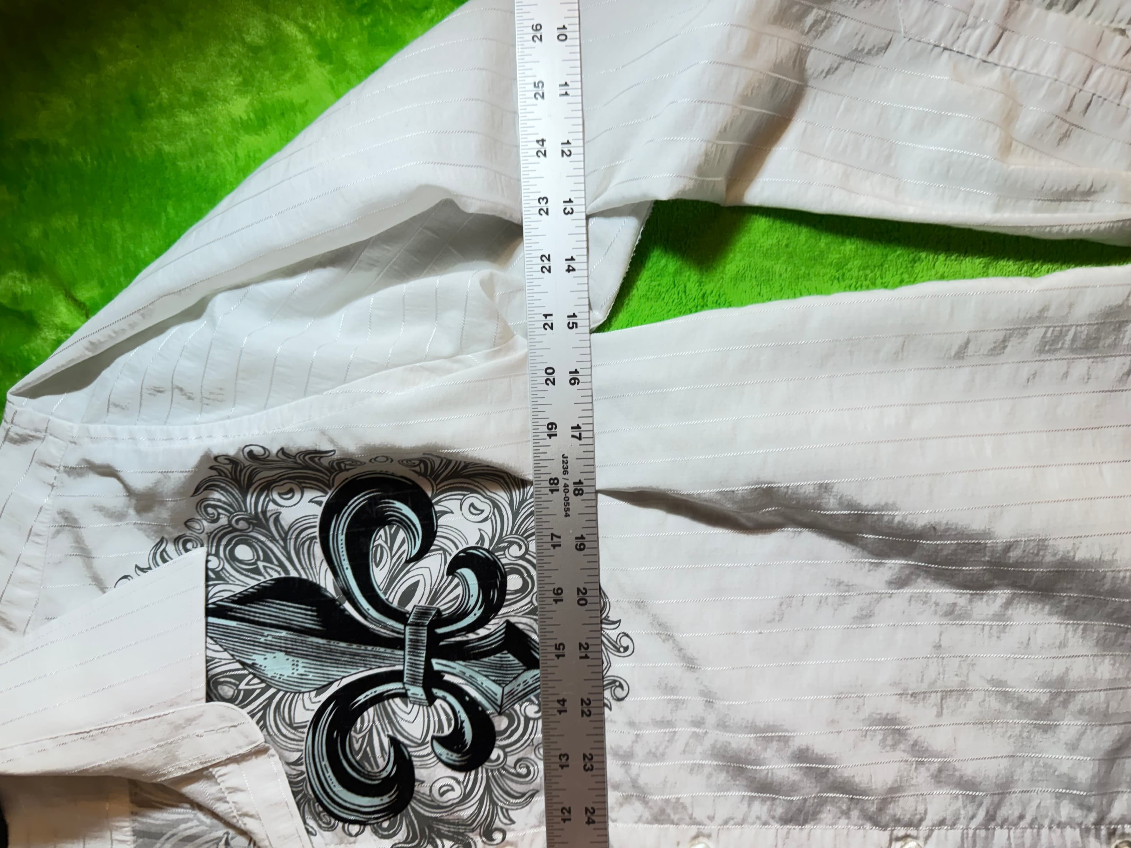 Premium Couture Italy XL White Fleur-de-Lis Dress Shirt - Thumbnail 6